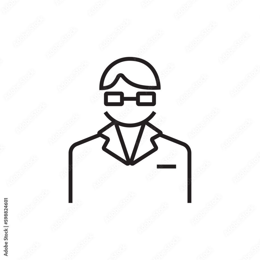 Lawyer Business icon with black outline style. lawyer, legal, court, judge, justice, judgment, defense. Vector illustration
