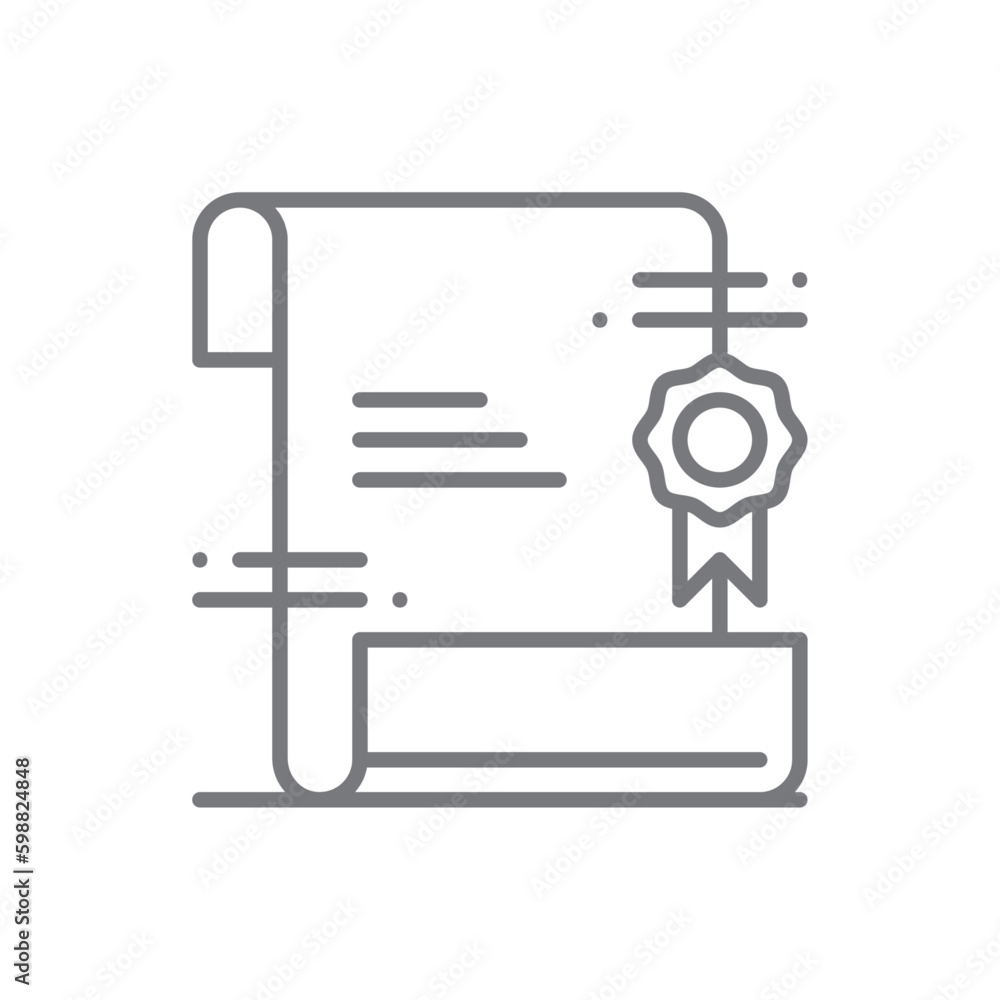 License Business icon with black outline style. document, certificate, paper, badge, legal, passport, certification. Vector illustration License Business icon with black outline style. document, certificate, paper, badge, legal, passport, certification. Vector illustration