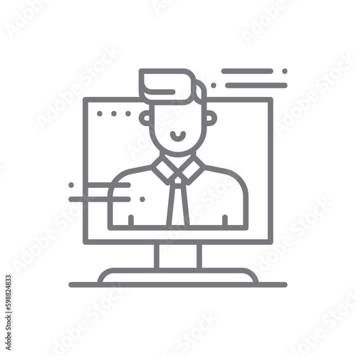 Online Business icon with black outline style. internet, technology, website, network, globe, connection. Vector illustration