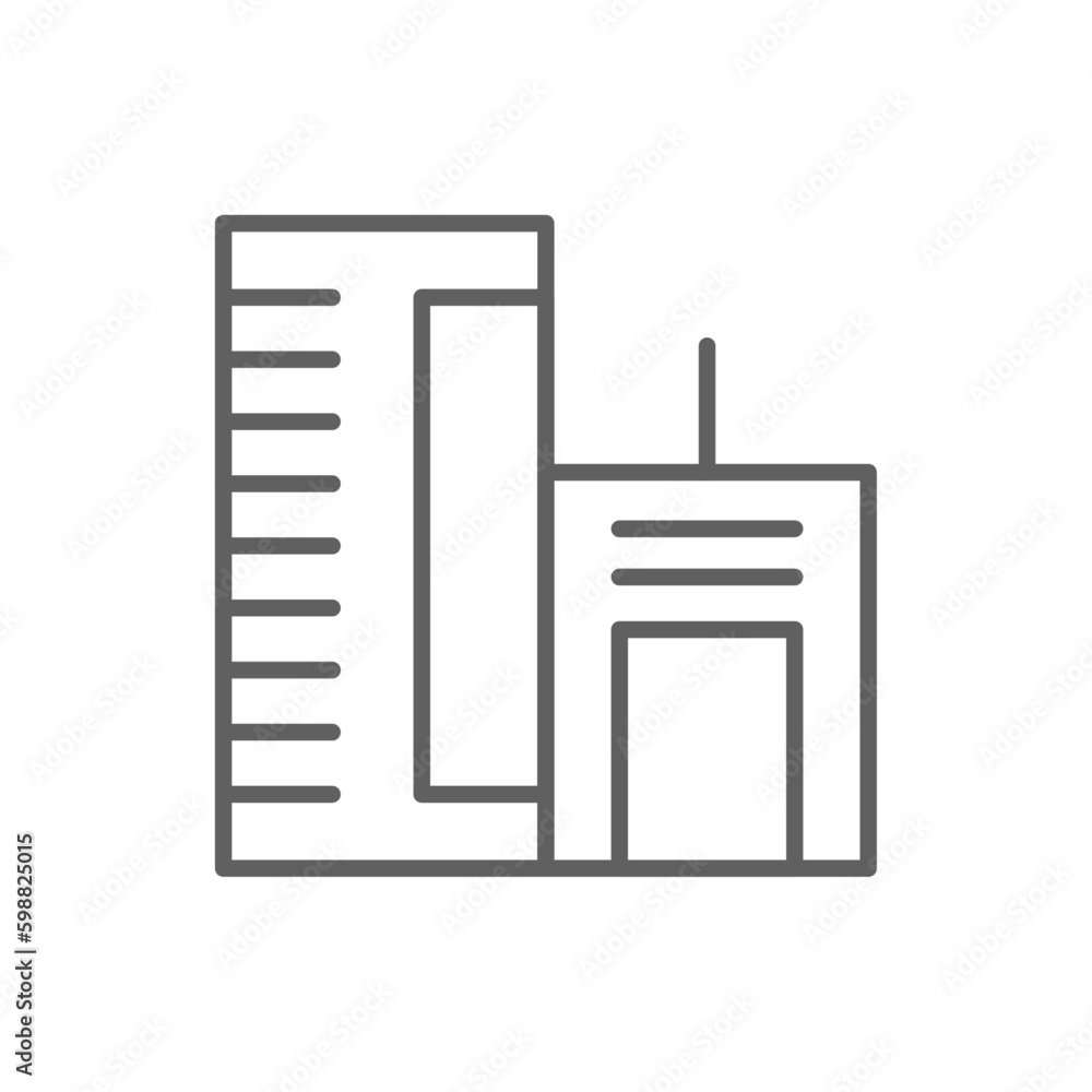 Building Business icon with black outline style. construction, government. Vector illustration Building Business icon with black outline style. construction, government. Vector illustration