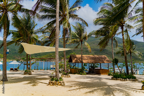 Beach holidays. Dam Bay on an island near Nha Trang in Vietnam. Tourist destination. 