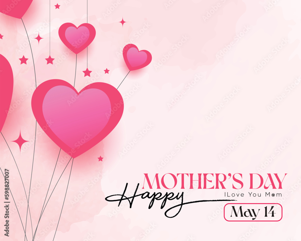 Pink Heart Mother Day design 2023