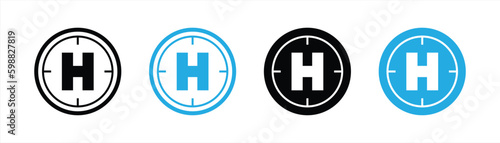 helipad icon set. helicopter landing pad icon symbol sign collections, vector illustration	 photo