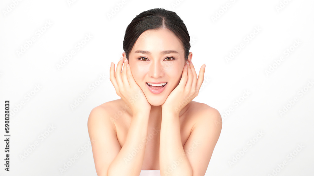 Beautiful young asian woman with clean fresh skin on white background, Face care, Facial treatment, Cosmetology, beauty and spa, Asian women portrait. Beautiful young asian woman with clean fresh skin on white background, Face care, Facial treatment, Cosmetology, beauty and spa, Asian women portrait.