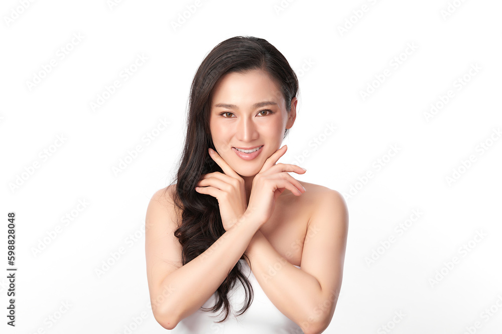 Beautiful young asian woman with clean fresh skin on white background, Face care, Facial treatment, Cosmetology, beauty and spa, Asian women portrait. Beautiful young asian woman with clean fresh skin on white background, Face care, Facial treatment, Cosmetology, beauty and spa, Asian women portrait.