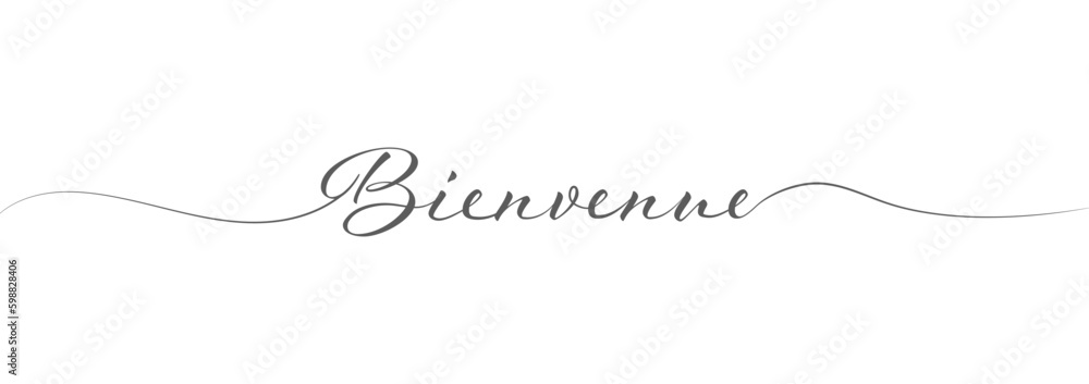 Stylized calligraphic inscription welcome in one line, french language Stylized calligraphic inscription welcome in one line, french language