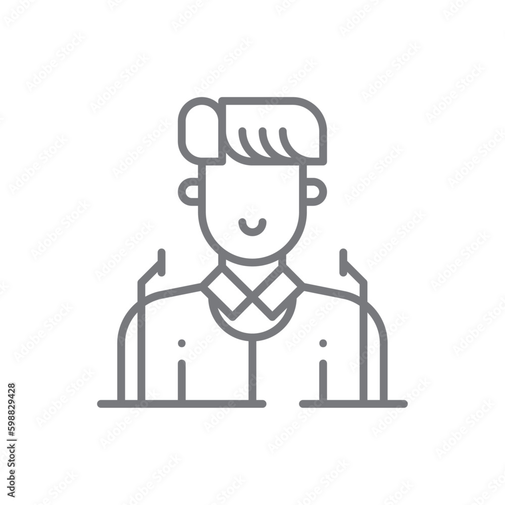 Speaker Team work icon with black outline style. speech, sound, communication, equipment, audio, communicate, broadcast. Vector illustration Speaker Team work icon with black outline style. speech, sound, communication, equipment, audio, communicate, broadcast. Vector illustration