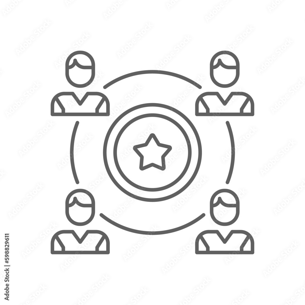 Prize Team work icon with black outline style. award, winner, reward, star, trophy, badge, achievement. Vector illustration Prize Team work icon with black outline style. award, winner, reward, star, trophy, badge, achievement. Vector illustration