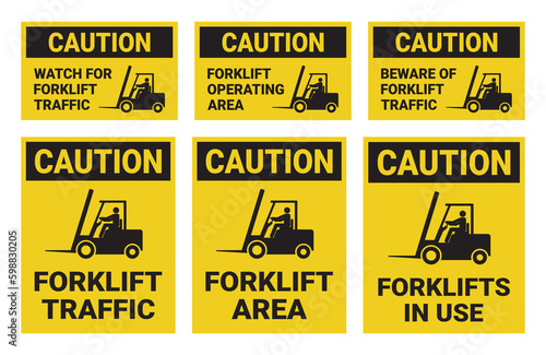 Forklift Traffic Sign Collection Vector Illustration