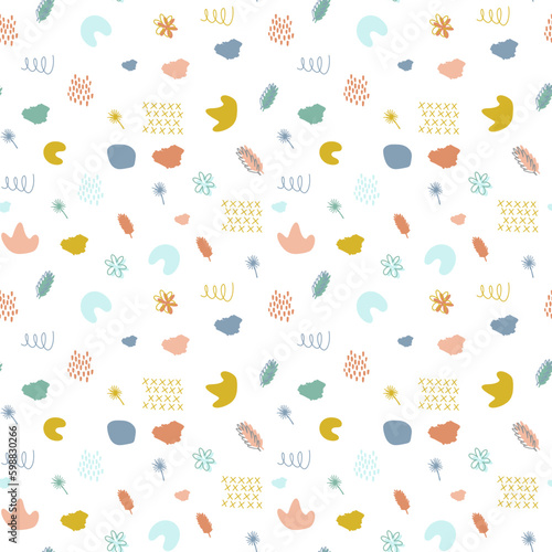 Wallpaper Mural Seamless abstract pattern. Hand drawn various shapes and objects. Spots, drops, curves, Lines. Abstract contemporary modern trendy vector illustration. Stamp texture. Torontodigital.ca