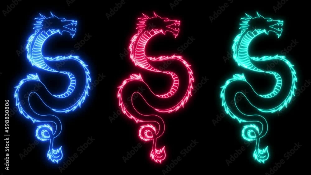 Animated Neon Dragons Animated Neon Dragons