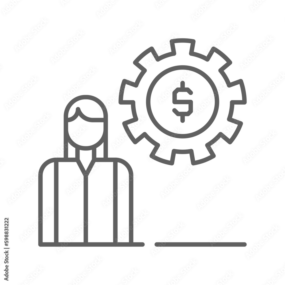 Market planner people Marketing people icon with black outline style. concept, corporate, schedule, reminder, target, set, list. Vector illustration