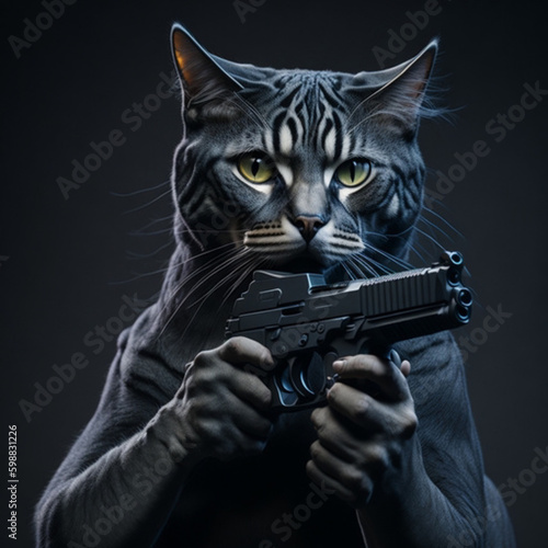 Black Cat with a Gun