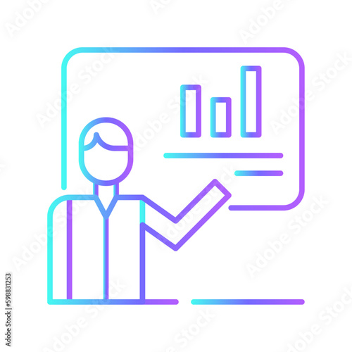 Presentation people Marketing people icon with blue duotone style. teamwork, set, group, meeting, line, management, office. Vector illustration