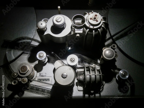 Close up of an old and vintage video projection equipment