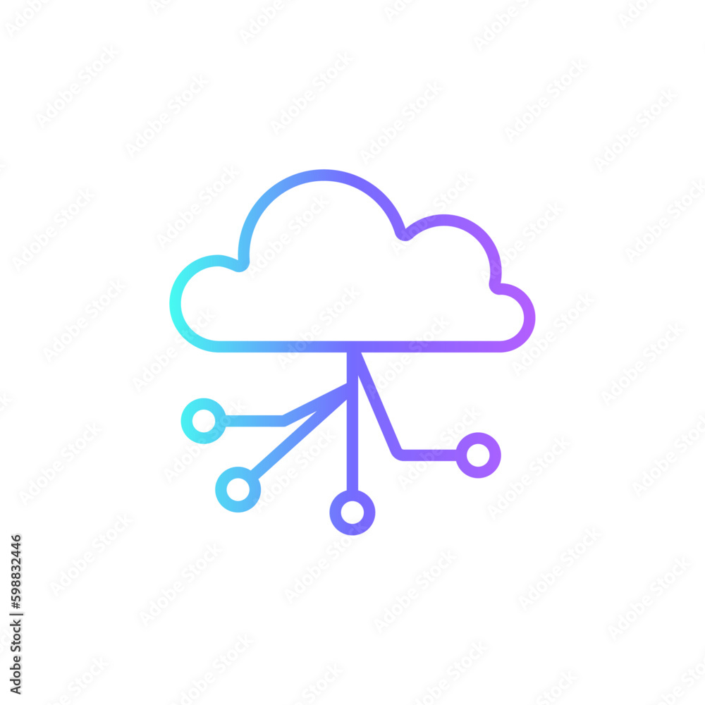 Cloud Computing Technology icon with blue duotone style. network, technology, internet, computer, server, connection, hosting. Vector illustration Cloud Computing Technology icon with blue duotone style. network, technology, internet, computer, server, connection, hosting. Vector illustration