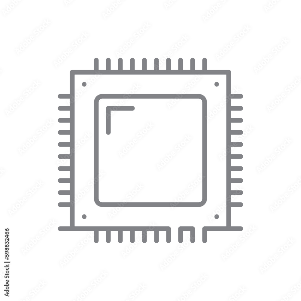 Electronic Chip Technology icon with black outline style. technology, digital, network, processor, system, science, microchip. Vector illustration