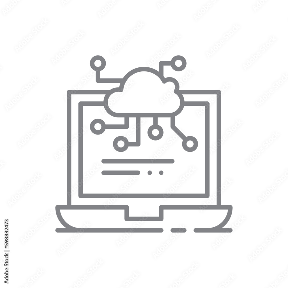 Cloud Technology icon with black outline style. data, server, system, connection, digital, database, storage. Vector illustration Cloud Technology icon with black outline style. data, server, system, connection, digital, database, storage. Vector illustration