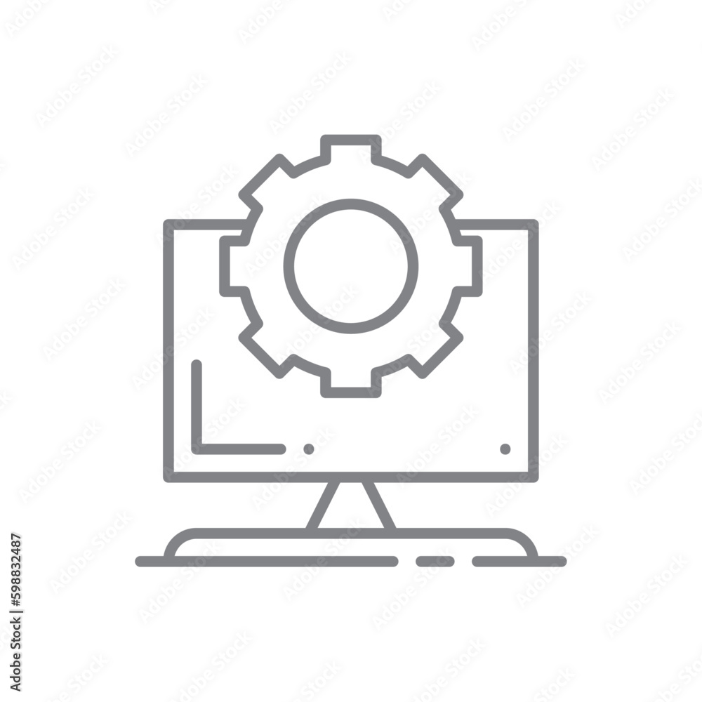 Setting Technology icon with black outline style. gear, cog, setting, set, engineering, mechanism, progress. Vector illustration Setting Technology icon with black outline style. gear, cog, setting, set, engineering, mechanism, progress. Vector illustration