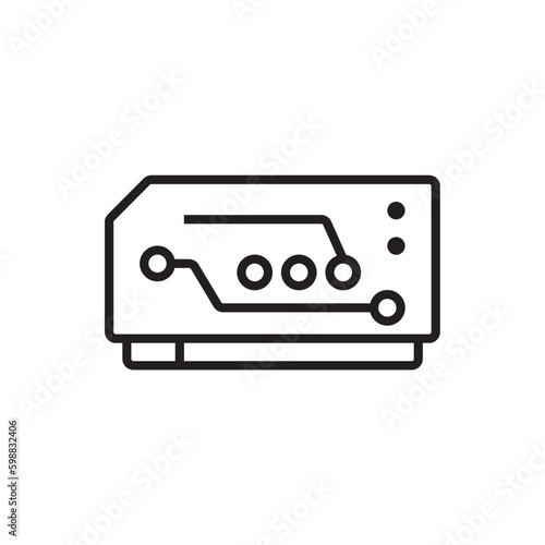 Memory Technology icon with black outline style. chip, computer, hardware, processor, cpu, microchip, pc. Vector illustration