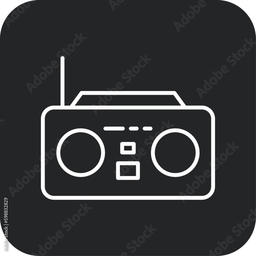 Radio Technology icon with black filled line style. music, sound, media, speaker, microphone, retro, antenna. Vector illustration