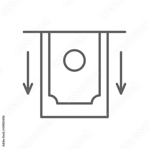 Money Withdrawing Finance and economy icon with black outline style. cash, finance, banking, dollar, payment, service, income. Vector illustration