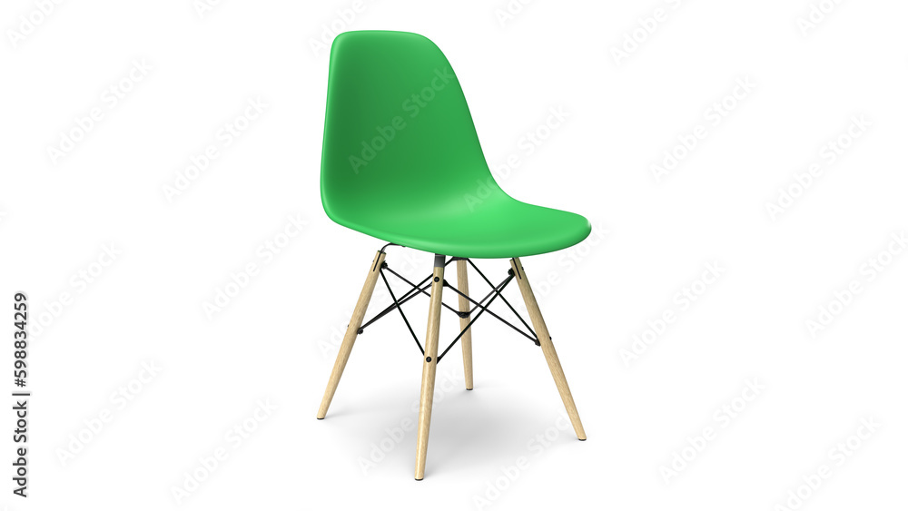 3d render chair isolated with shadow left angle green 3d render chair isolated with shadow left angle green