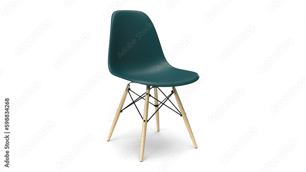 3d render chair isolated with shadow sea color left angle 3d render chair isolated with shadow sea color left angle