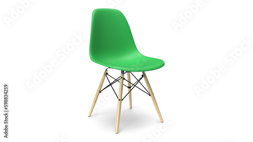 3d render chair isolated with shadow left angle green