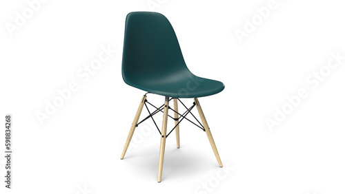 3d render chair isolated with shadow sea color left angle