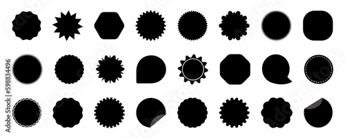Sticker icon set. Black labels collection. Price and sale tag isolated on white background