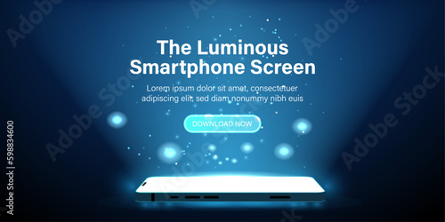 The Luminous Smartphone Screen. Smartphone light screen,  Computer, or tablet display.  Technology mobile display light. Vector illustration.