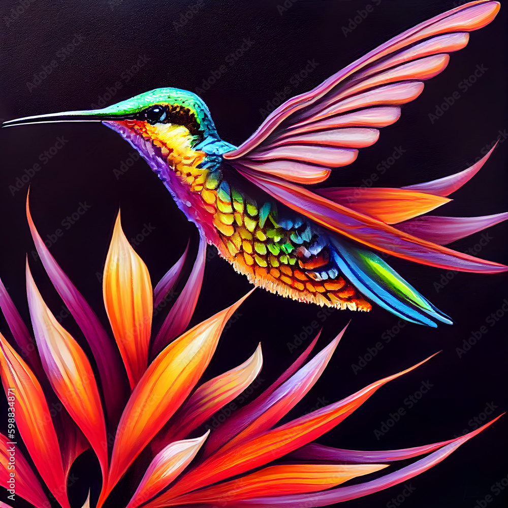 Obraz premium Hummingbird - AI Generated Digital Art