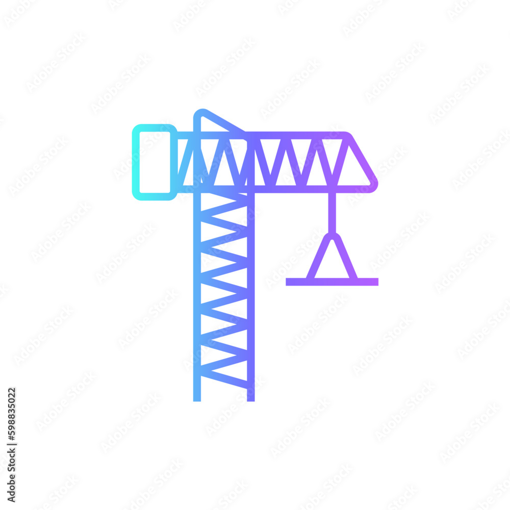 Crane Construction icon with blue duotone style. construction, equipment, engineering, industry, industrial, building, machine. Vector illustration Crane Construction icon with blue duotone style. construction, equipment, engineering, industry, industrial, building, machine. Vector illustration
