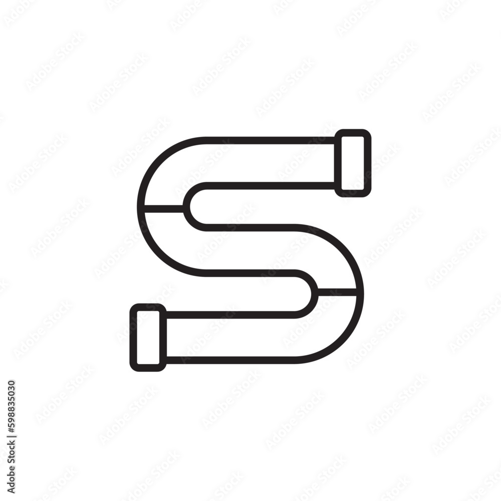 Pipe Construction icon with black outline style. sign, tube, industry, construction, plumbing, engineering, metal. Vector illustration Pipe Construction icon with black outline style. sign, tube, industry, construction, plumbing, engineering, metal. Vector illustration