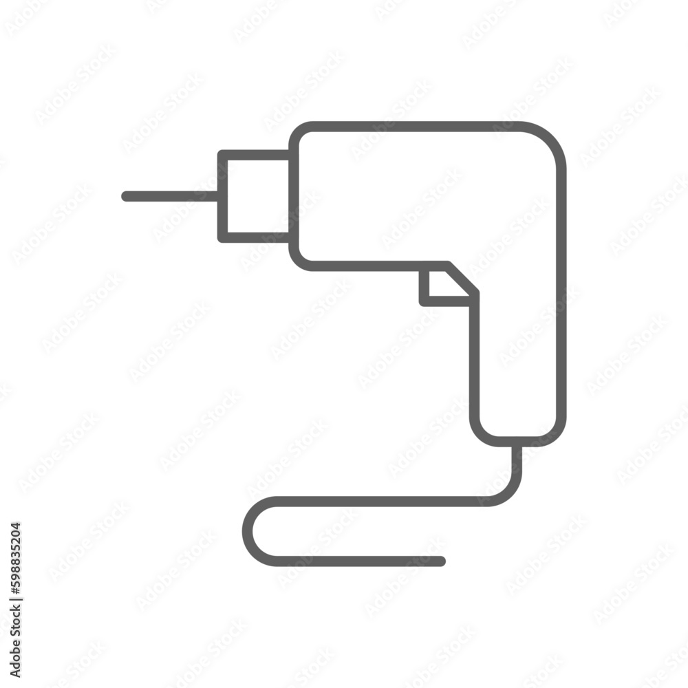 Power Drill Construction icon with black outline style. power