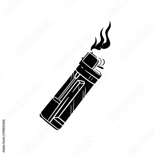 Hand drawn illustration of lighter silhouette