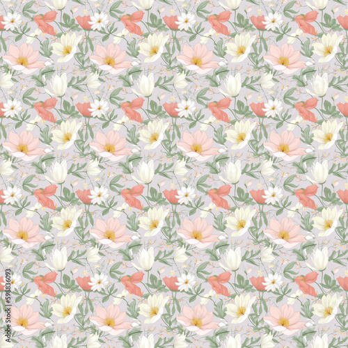 Papier Numérique Spring Floral - style aquarelle fleuri - 3600 x 3600 - Utilisation commerciale - Arrangement floral