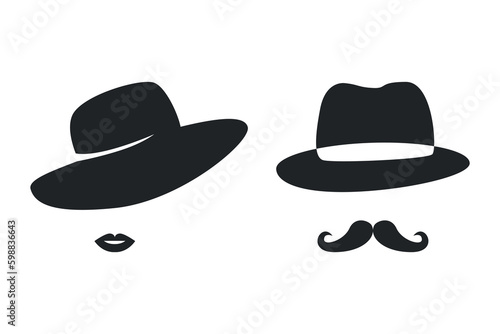 Lady and gentleman retro icons vector image