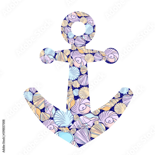 nautical anchor with shells