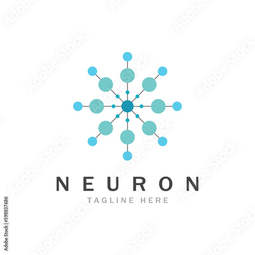 Neuron logo or nerve cell logo design,molecule logo illustration template icon with vector concept