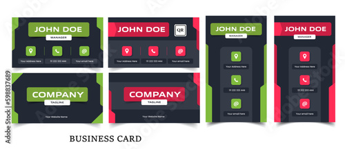 Dark elegant vertical and horizontal business card template 