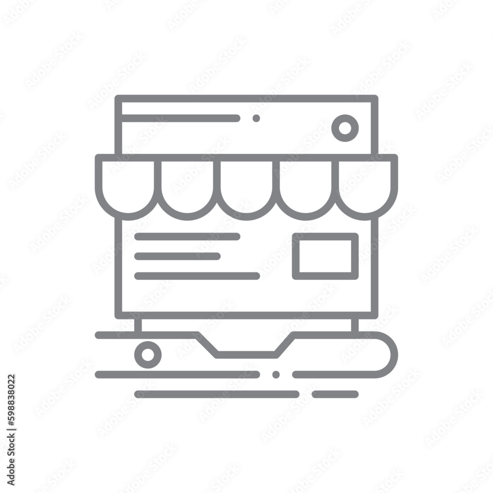 Ecommerce Shopping icon with black outline style. web, business, cart, online, retail, delivery, shop. Vector illustration Ecommerce Shopping icon with black outline style. web, business, cart, online, retail, delivery, shop. Vector illustration