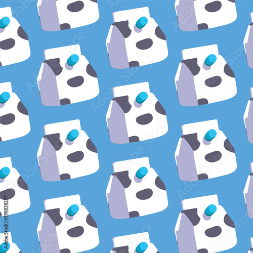 Box Milk. Pattern Seamless Vector Illustration . Cute Design. Cartoon Style. For Kids .