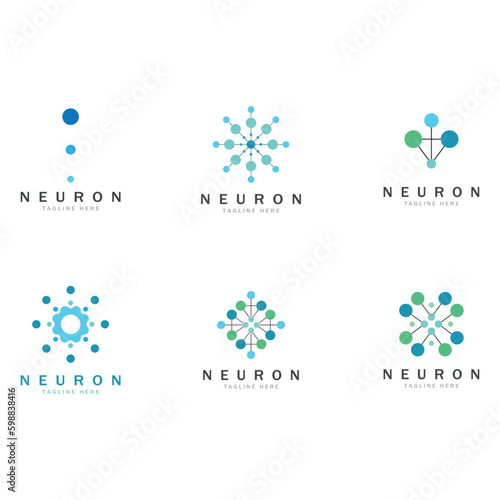 Neuron logo or nerve cell logo design,molecule logo illustration template icon with vector concept