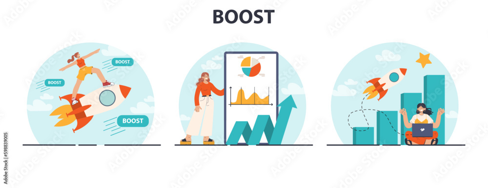 Boost set. Business growth, professional improvement or career