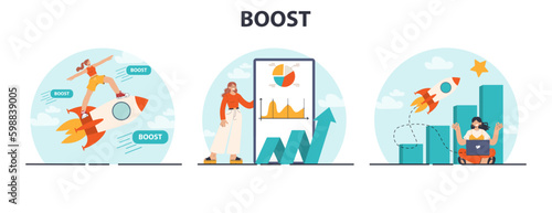 Boost set. Business growth, professional improvement or career