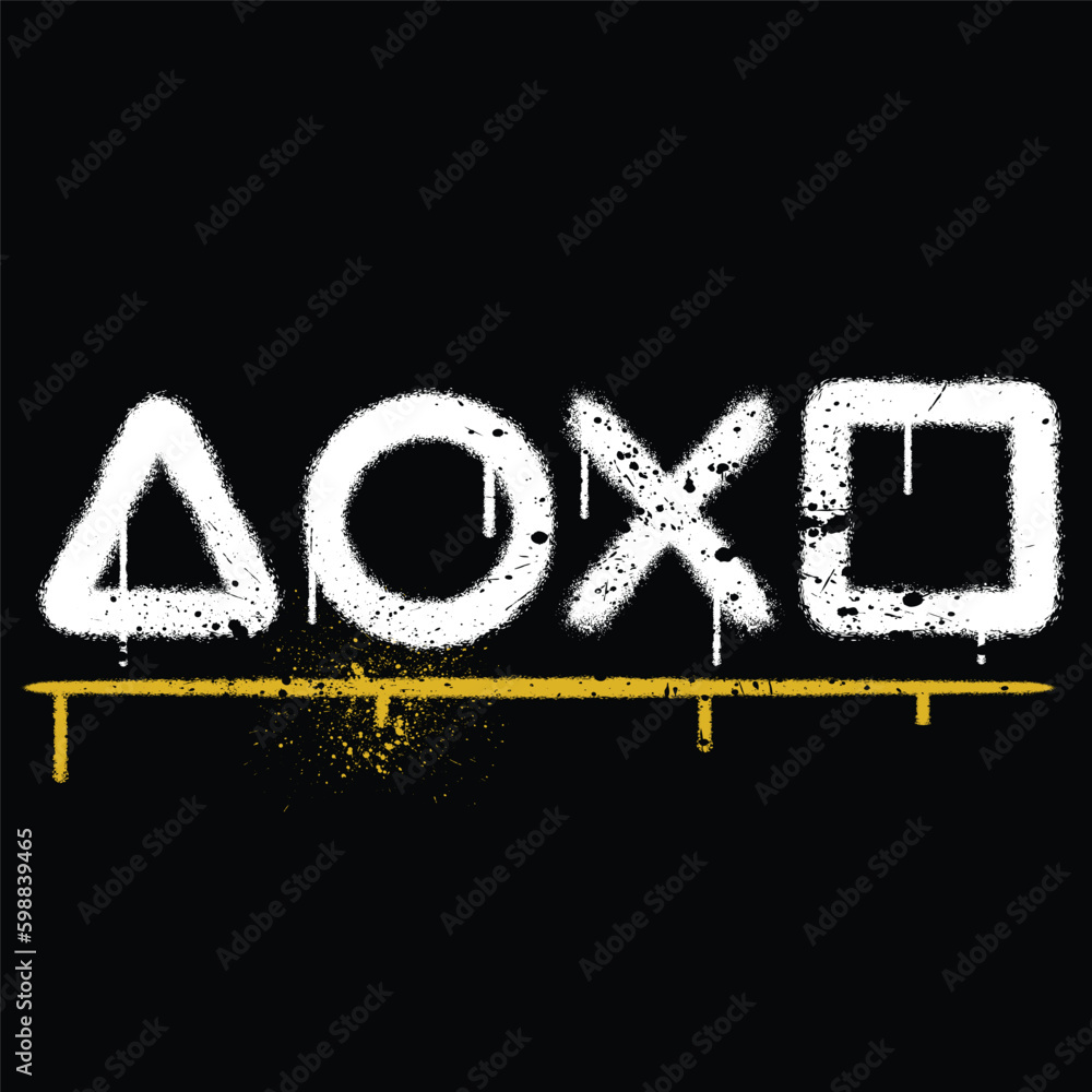 Vector graffiti spray paint game play button console isolated vector