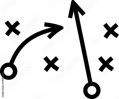 Linear icon of strategy arrows and crosses as a tactic concept