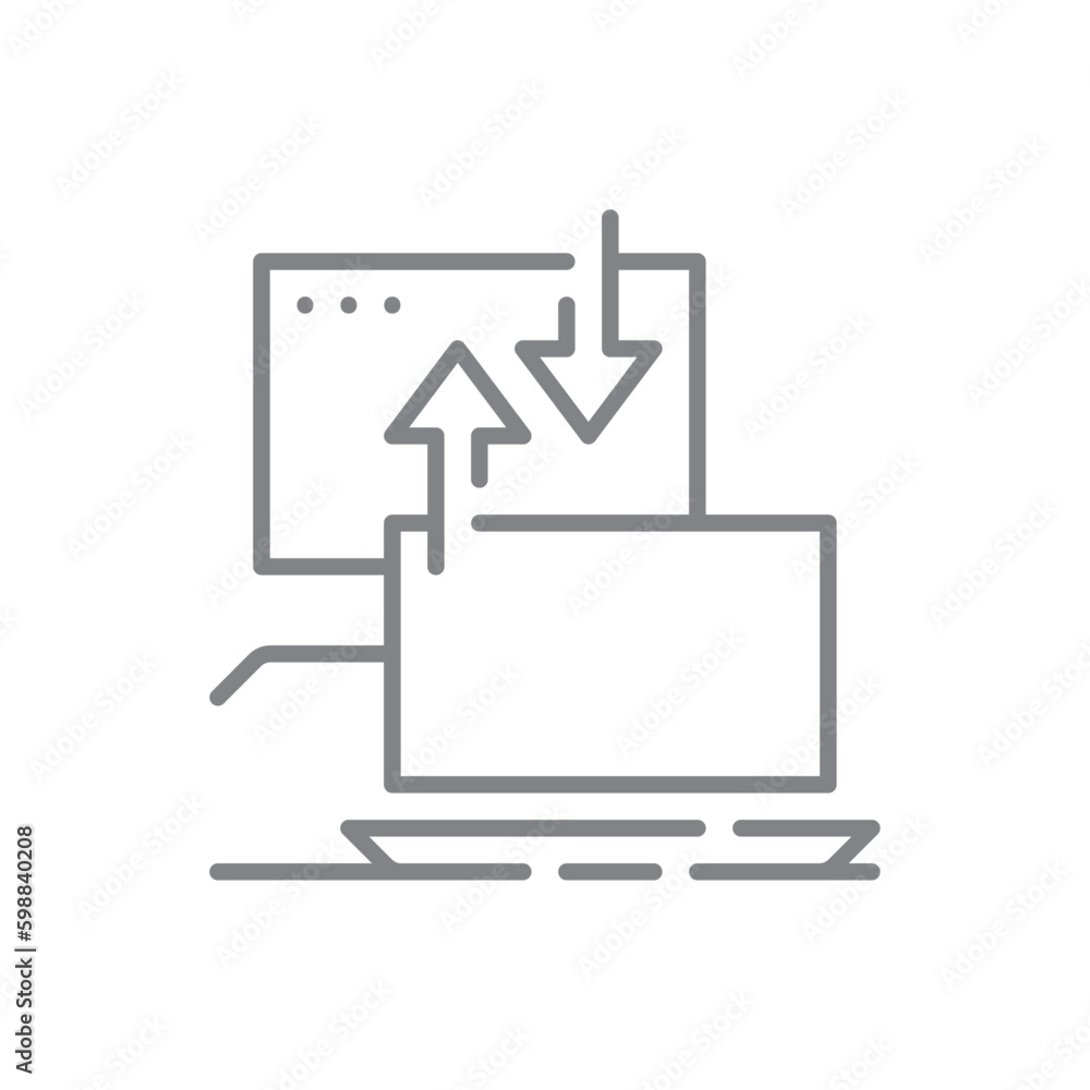 Device Information technology icon with black outline style. computer, mobile, phone, laptop, tablet, digital, pc. Vector illustration Device Information technology icon with black outline style. computer, mobile, phone, laptop, tablet, digital, pc. Vector illustration